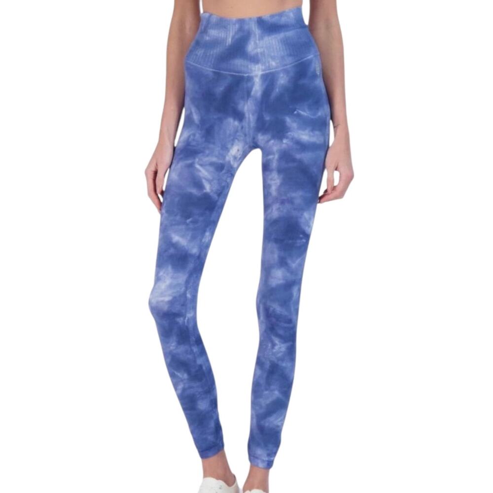 Free People Womens High Rise 7/8 Good Karma Tie Dye Active Leggings Bue Size M/L